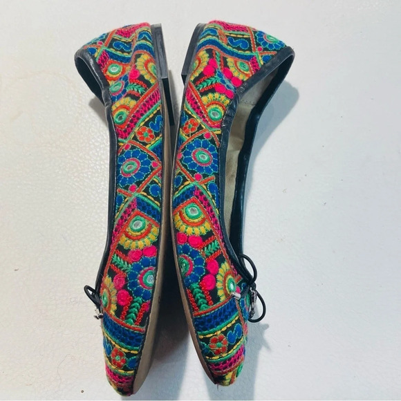 SAM EDELMAN Sz 9 Felicia Boho  Embroidered Almond Toe Ballet Flats - Picture 6 of 12